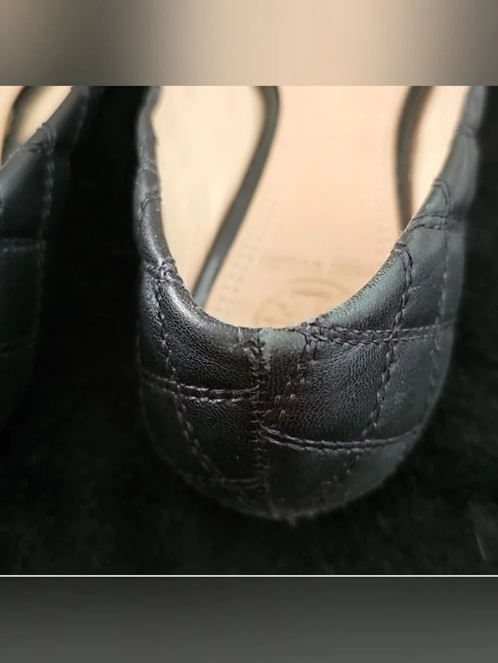 Tory Burch Black Patent Leather Logo Cap-Toe Flats